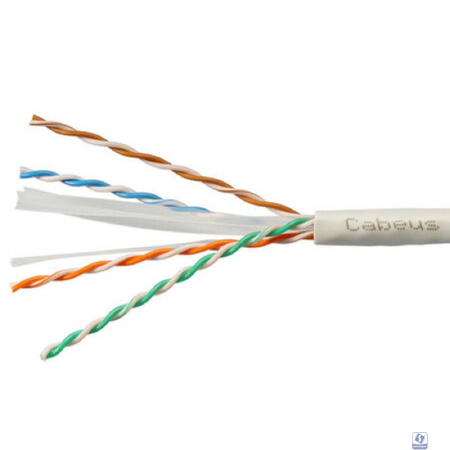 Cabeus UTP-4P-Cat.6-SOLID-LSZH-GY-20 Кабель витая пара UTP (U/UTP), категория 6, 4 пары (23 AWG), одножильный, LSZH нг(А)-HF, серый (20 м)
