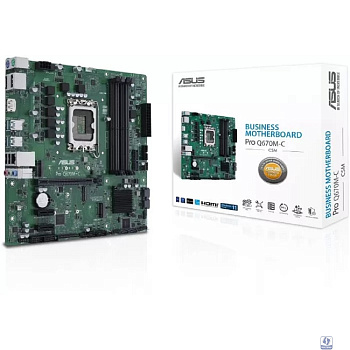 ASUS PRO Q670M-C-CSM (Socket 1700, mATX, 4xDDR5(128GB), 2xDP/HDMI, 1xPCIe 4.0x16,/1xPCIe 3.0, 1xLAN, 6xSATA 6Gb/s, 2xM.2, 1xM.2 E key, 4xUSB 3.2, 2xUSB 2.0, 2xPS/2)