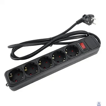 Perfeo сетевой фильтр "REAL POWER", 5,0м, 5 розеток, 16А, 3500 Вт, тройная защита, черный. [PF_E1503]