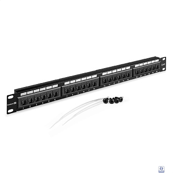 Exegate EX297317RUS Патч-панель ExeGate EPP3-19-24-8P8C-C6-110D-C (19", UTP, 24 port, cat.6, KRONE&110(dual IDC), 1U, RoHS, с кабельным органайзером и защитными шторками, Black, RTL)