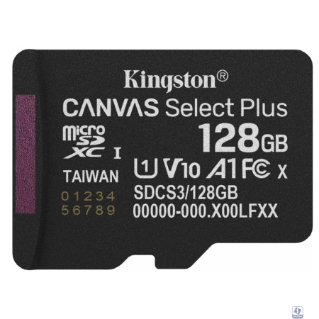 Micro SecureDigital 128GB Kingston Canvas Select Plus Gen3 150MB/s A1, без адаптера [SDCS3/128GBSP]