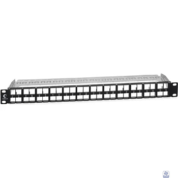 Cabeus PLBHD-48-SH-1U Модульная патч-панель высокой плотности 19" (1U), 48 портов, для экранированных модулей, с задним кабельным организатором (без модулей)