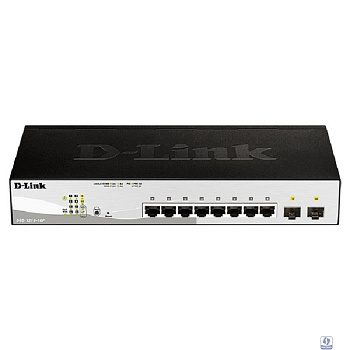 D-Link DGS-1210-10P/F3A Управляемый L2 коммутатор с 8 портами 10/100/1000Base-T и 2 портами 1000Base-X SFP (8 портов PoE 802.3af/at, PoE-бюджет 65 Вт)