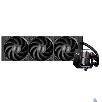 Система охлаждения/ PCCooler DS360 BK (310W, 360mm, LED temp., Black, ARGB Pump/ Fans: 3x120mm, 86.73CFM, 28dBA, 2200RPM/ Pump height 67mm, 28dBA, 3200RPM, Rad thickness 27mm/ S: 1851, 1700, 1200, 20X