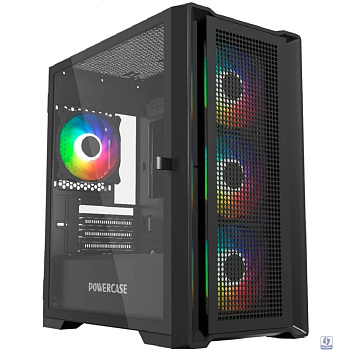 Powercase Alisio Micro X4B V2, Tempered Glass, 4х 120mm ARGB fans, ARGB HUB, чёрный, mATX  (CAMCXB-A4)