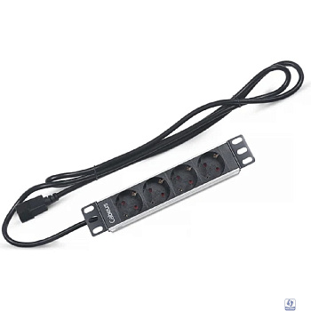Cabeus PDU-4P-2IEC Блок евророзеток для 10" шкафов, горизонтальный, 4 розетки, 10 A, без выключателя, алюминиевый корпус, шнур 2 м, вилка IEC 320 C14