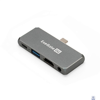 Exegate EX297633RUS Док-станция 5-в-1 ExeGate DUB-31C/PD/HA (кабель-адаптер USB Type-C --> 1xUSB3.0 + Type-C DATA (480MB/s) + PD 100W + HDMI 4K@30Hz + Audio, Plug&Play, подходит для iPad Pro и мобильн