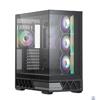 XASTRA Корпус Q700 4ARGB-C10-UC Black ATX/Aquarium/Screewless/4x120mm ARGB PWM mirror fans/Argb+PWM HUB 10port/Type C Q700-4FM12A-C10-UC