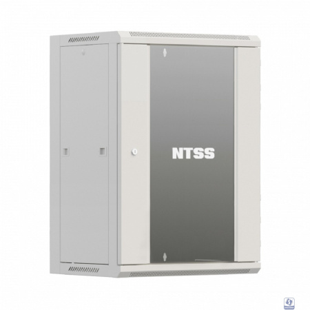 NTSS Шкаф настенный телекоммуникационный NTSS W 15U 600х600х770мм, 2 профиля 19, дверь стеклянная, боковые стенки съемные, задняя стенка, разобранный, серый RAL 7035 NTSS-W15U6060GS-2