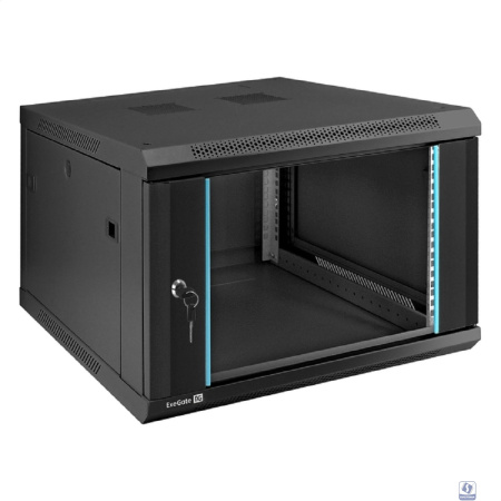 Exegate EX298606RUS Шкаф телекоммуникационный 19" настенный 6U ExeGate EC-WM-6U.600.G.BLACK (19”, 6U, 600x600x370mm (ШхГхВ), передняя дверь закаленное стекло, съемные боковые панели, пыле- и влагозащи
