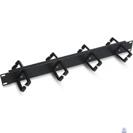 Cabeus JB08-1U-45-BK Кабельный органайзер горизонтальный 19" 1U двухсторонний, 8 пластиковых колец под углом 45 градусов
