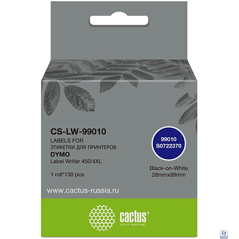Этикетки Cactus CS-LW-99010 сег.:89x28мм черный белый 130шт/рул Dymo Label Writer 450/4XL