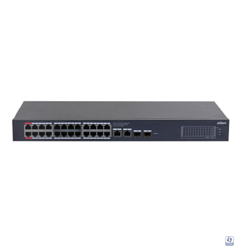 DAHUA DH-CS4228-24GT-240 24-портовый гигабитный PoE коммутатор с функцией облачного управления, 24xRJ45 1Gb PoE, 2xRJ45 1Gb uplink, 2xSFP 1Gb; суммарно 240Вт, коммутация 56 Гбит/с, MAC-таблица 8К
