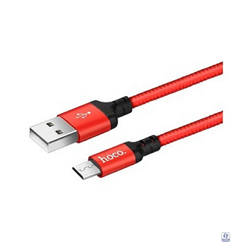 HOCO HC-62912 X14/ USB кабель Micro/ 2m/ 1.7A/ Нейлон/ Red&Black