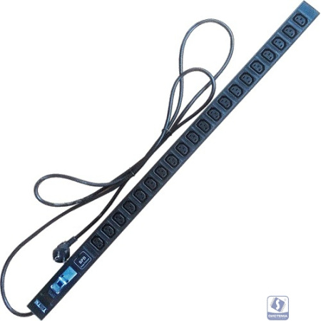 Вертикальный блок розеток, 20xC13, 250V, 16A, шнур 3 метра, вилка Schuko