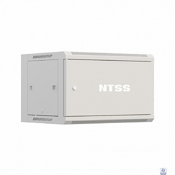 NTSS Шкаф настенный телекоммуникационный NTSS W 9U 600х600х500мм, 2 профиля 19, дверь сплошная металл, боковые стенки съемные, разобранный, серый RAL 7035 NTSS-W9U6060FD