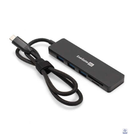 Exegate EX297632RUS Док-станция 4-в-1 ExeGate DUB-2213C/CR (кабель-адаптер USB Type-C --> 2xUSB2.0+ 1xUSB3.0+Card Reader, Plug&Play, черный)