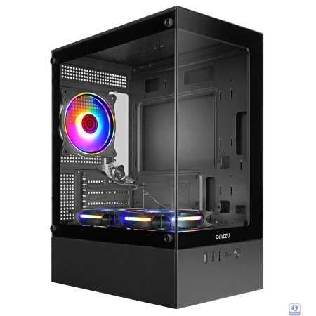Ginzzu CL475 mATX FAN 3*12LC4 передняя панель Стекло